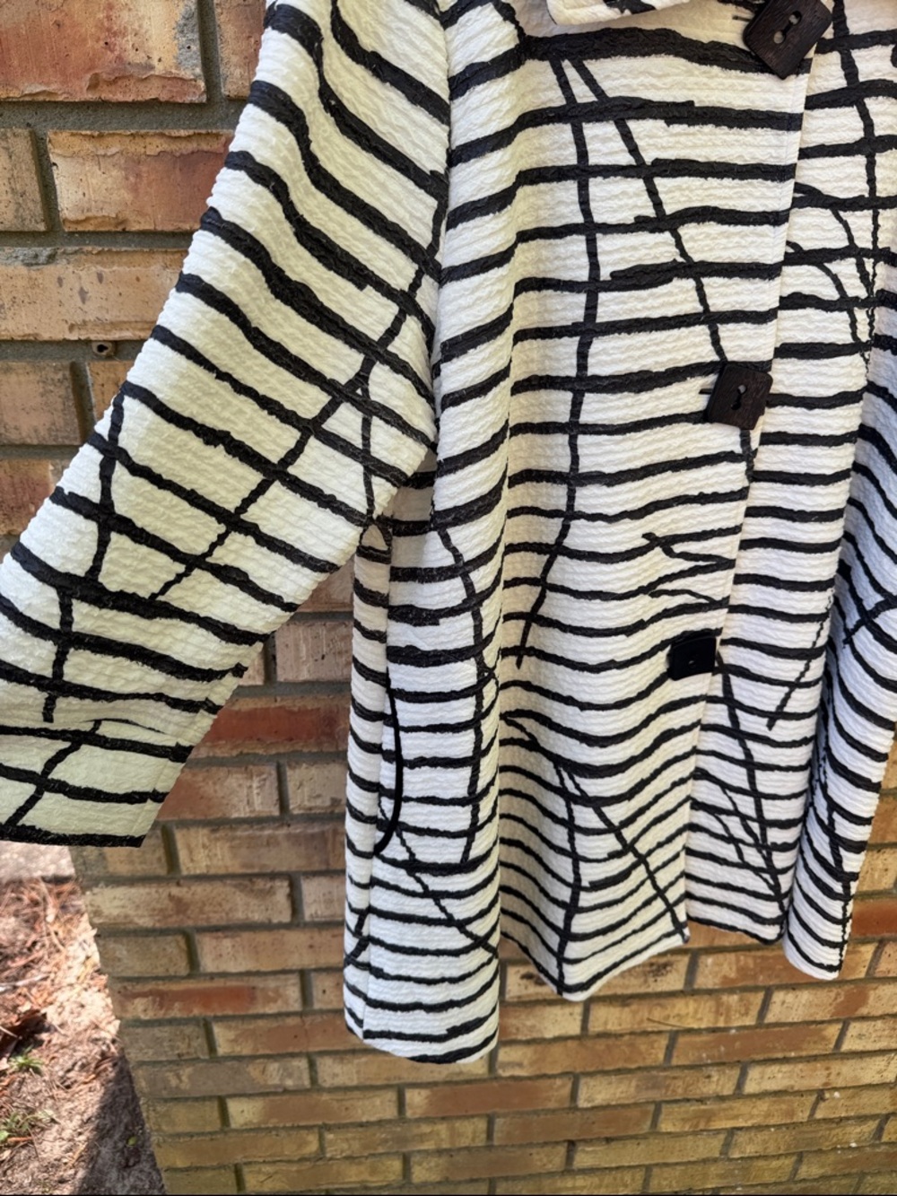 Multiples Black and White Striped Textured Coat - Picture 4 of 4